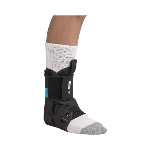 Form-fitting ankle stabilizing brace